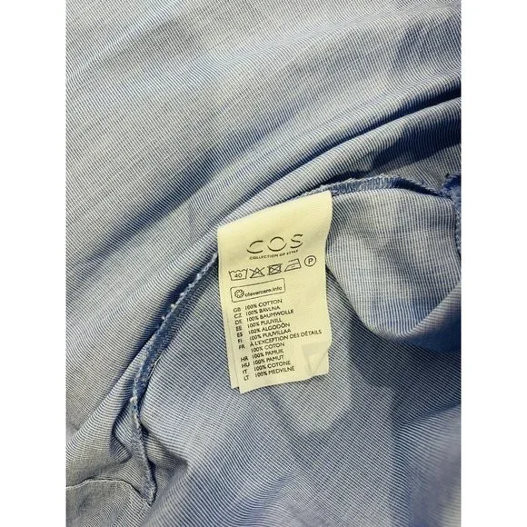 COS Blue Short Sleeve Cotton Wrap Pocket Dress Size EUR 34 - Picture 10 of 12